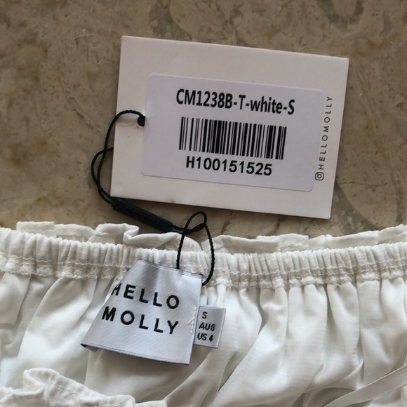 Hello Molly Feathered Angels White Ruffled Crop Top Size Small NWT - Picture 11 of 16